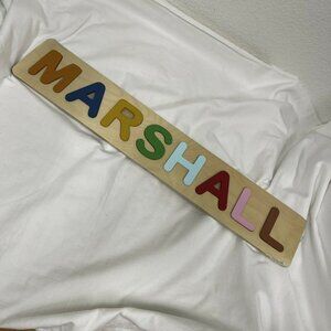 Wood Personalized Name Puzzle - MARSHALL -  COLORFUL Letters; Wooden Toy New!